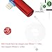 DISDIM 2in1 Charger & Audio Aluminum Lightning to 3.5mm Headphone Jack Adapter with 8Pin Female Charging Port for iPhone X / 8/8 Plus / 7/7 Plus,Support iOS11 and with Led Indicator Light -Red