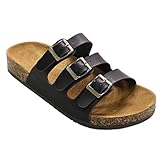 Women's Buckle Triple Straps Platform Footbed TRENDS SNJ Sandals