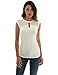 PattyBoutik Women Crewneck Keyhole Lace Inset Sleeveless Blouse (Ivory Small)