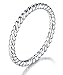 925 Sterling Silver Ring, BORUO Twisted Eternity Band Stackable Rings 2mm Size 9.5