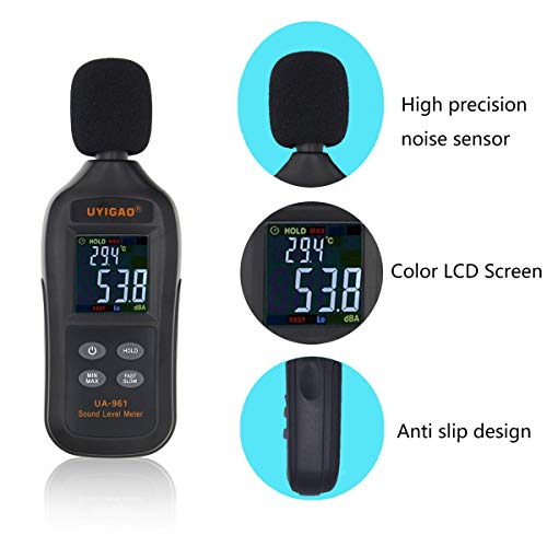 Sound Level Meter Digital Audio Decibel Meter Noise Level Meter Sound Monitor dB Meter Noise Tester Measuring 35 to 135 dBA MAX Data Hold with Color LCD Display - Thumbnail 2