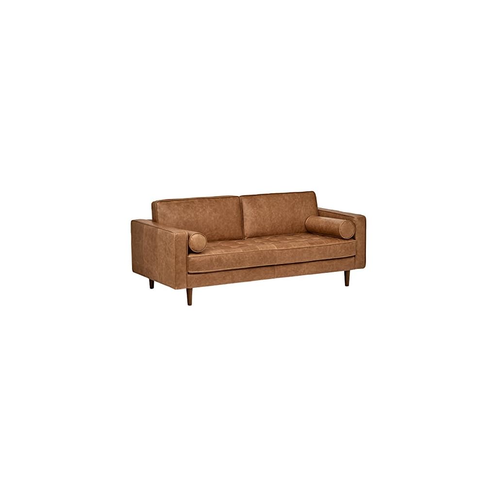 Amazon Brand Rivet Aiden MidCentury Modern Tufted Leather Loveseat