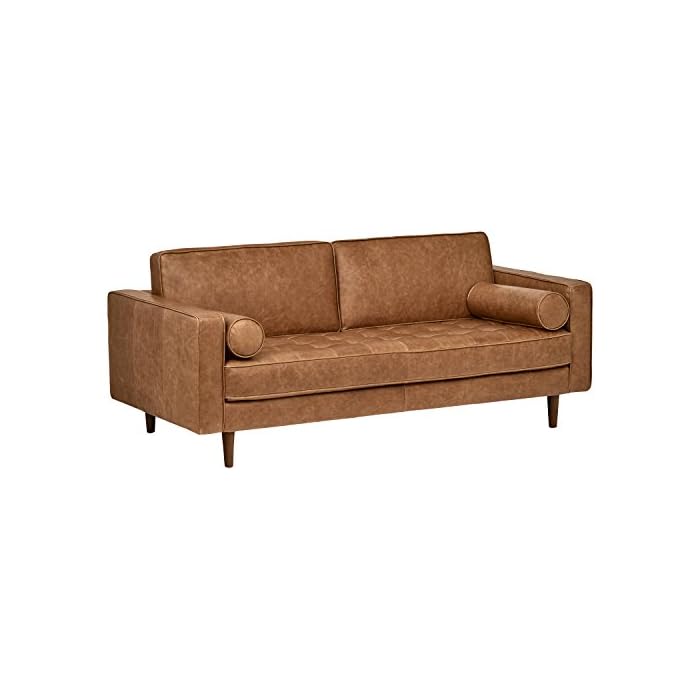 Amazon Brand Rivet Aiden MidCentury Modern Tufted Leather Loveseat