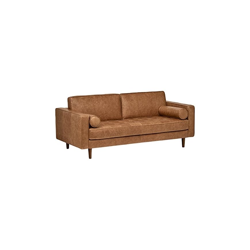 Amazon Brand Rivet Aiden MidCentury Modern Tufted Leather Loveseat