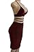 ioiom Woman's Strappy Backless Bandeau Stretchy Slim Fit Tight Summer Midi Dress Wine L