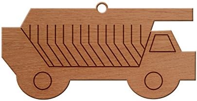 Dump Truck Design Wooden Christmas Tree Ornament, Hanging Xmas Decor