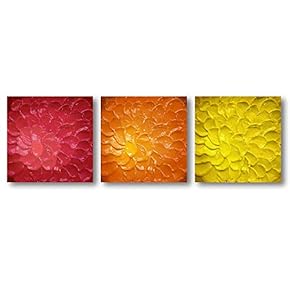Canvas Wall Art Abstract Beautiful Flowers Features Painting Artwork for Home Prints Framed - 12"x12"x3 Panels