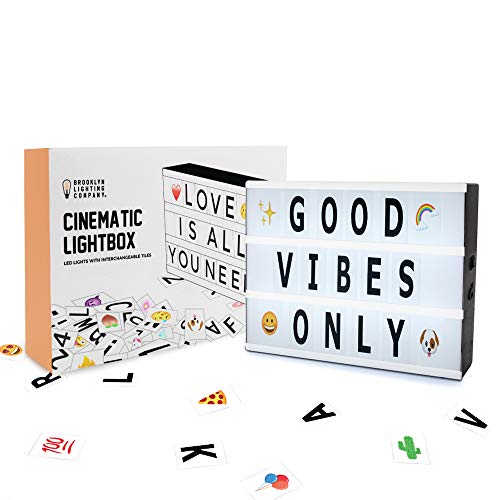 Brooklyn Lighting Company Battery and USB Cable Powered Cinematic Light Box, LED Light Box, Cinema Light Box, Letter Light Box with 300 Letters, LED Light and USB Cable, 8"x 6"x 2"