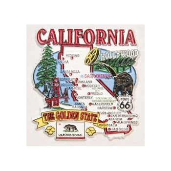 California State Elements Map Fridge Collectible Souvenir Magnet