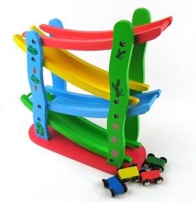 Amazon Co Jp スロープ 木のおもちゃ 車スロープ サーキット スライダー 車4台 ベビー マタニティ