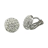 FM42 Pave Sparkling Clear Crystal Dome Round Disk Clip On Earrings E268