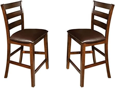 Imagio Home Kona 24" Ladder Back Barstool w/PU cushion seat, Set of 2