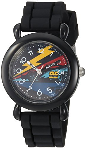 DISNEY Boy's Cars 3' Quartz Plastic and Silicone Casual Watch, Color:Black (Model: WDS000305)