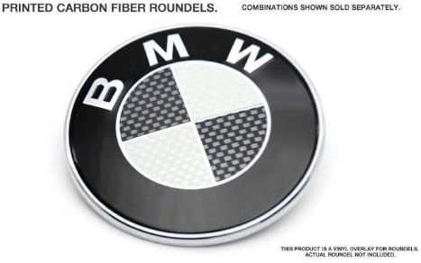 Bimmian ROUAA2830 Colored Roundel Emblems- 7 Piece Kit For Any BMW- 9pcs for Z3-Z4- Printed Carbon Fiber Look- White