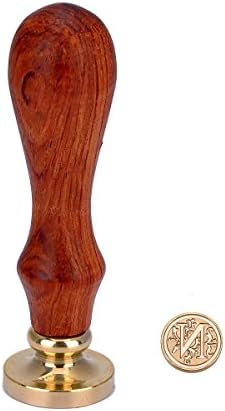 Wax Seal Stamp Vintage Retro Brass Head Wooden Handle Alphabet Initial Wax Classic Sealing Stamp (Letter N)