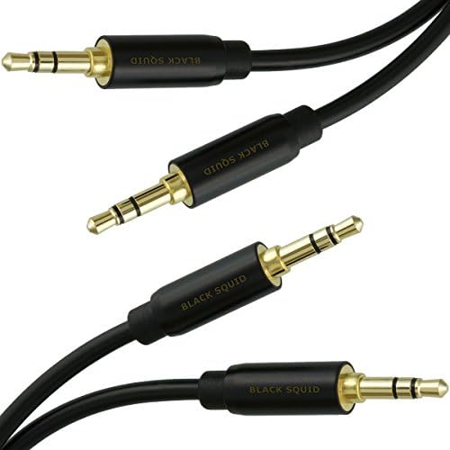 Auxiliary Cable (2 Pack) 1.5FT Short - Shielded Aux Cord - 3.5mm Male to Male Audio Jack(s) - Connect Smartphone, iPhone, Mp3 Player, iPod, iPad to Car/Auto Stereo or Speakers via Aux Audio Port(s)