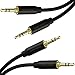 Auxiliary Cable (2 Pack) 1.5FT Short - Shielded Aux Cord - 3.5mm Male to Male Audio Jack(s) - Connect Smartphone, iPhone, Mp3 Player, iPod, iPad to Car/Auto Stereo or Speakers via Aux Audio Port(s)