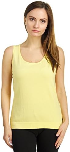 August Silk Women's Sleeveless Round Neck Soft Jersey Knit Shell Tank Top, Sunny Day, Medium