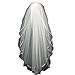 APXPF 2 Tier Ribbon Edge Wedding Bridal Veil Short with Comb (Ivory)