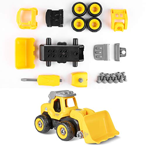 Separating Toys, Toy Trucks Assembling Toy Excavators and Building Vehicle Play Set with Screwdriver, Ideal Educational Toy for Toddlers, Boys & Girls Ages 3, 4, 5, And Up