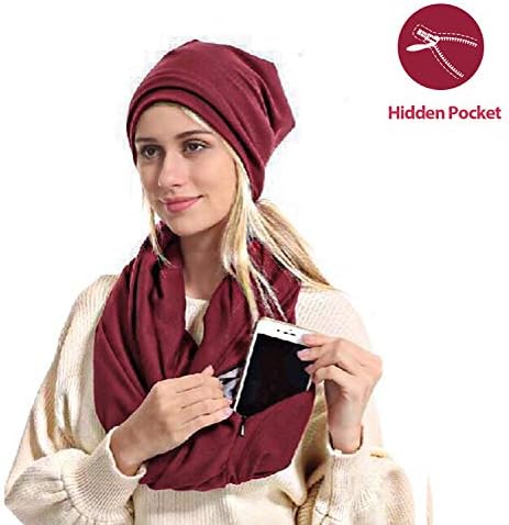 Scarf with Hidden Pocket for Men Women, 2019 Fashion Travel Scarf Lightweight Warm Infinity Scarf for Phone
