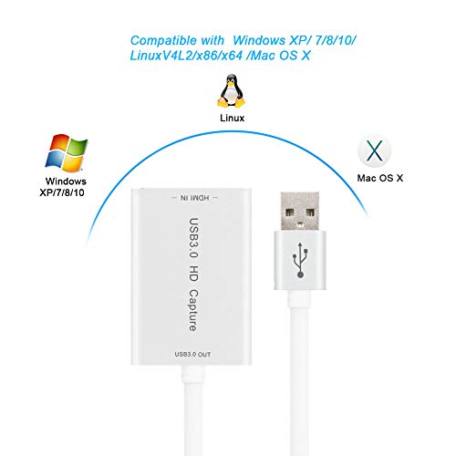 DIWUER Capture Card, 4K HDMI to USB 3.0 Video Capture Device, 1080P HD 60fps Broadcast Live and Record Video Audio Grabber for Xbox One PS4 Wii U Nintendo Switch PC