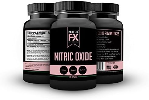 Nitric Oxide Supplement, Pre Workout Energy and Vasodilator, with L-Arginine, L-Citrulline and Beta Alanine, (240 Capsules) by NutraFX by NUTRAFX