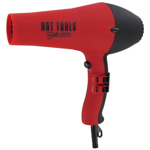 Hot Tools Soft Grip Ionic Turbo Hair Dryer, Powerful AC Motor Energy Efficient and Quiet Operation, with True Ionic Technology and Multiple Heat/Speed Settings with Cold Shot Button, Removable Lint Filter, and Long 8 Ft Power Cord, Bonus FREE Finger Diffuser, Concentrator, Pik Attachments Included