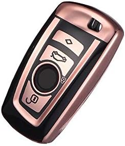 PANDAMOMO For BMW Key Fob Cover, Premium Soft TPU 360 Degree Full Protection Key Shell Key Case Cover Compatible with X1 3 5 320li Class Keyless Smart Key Fob，BMW (Color : Pink)