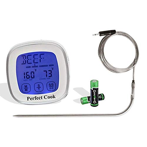 Perfect Cook Digital Touch Screen Oven Meat Thermometer & Timer, with Best Stainless Steel