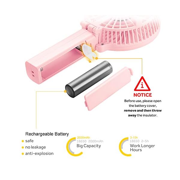 EasyAcc Handheld Electric USB Fans Mini Portable Outdoor Fan with Rechargeable Battery Foldable Handle Desktop for Home…