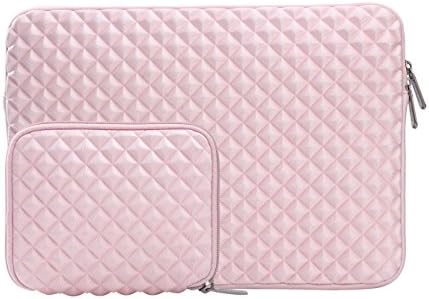 Neeknn Diamond Debossed Water Proof and Shock Resistant Laptop Sleeve Bag Case For 13-13.3Inches MacBook Pro/Air /Notebook With a Small Case Baby skin Color