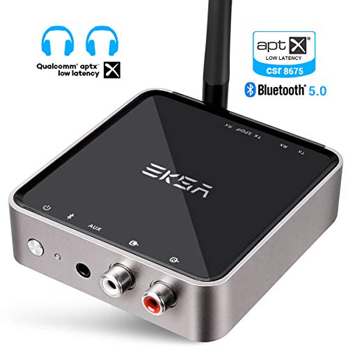 EKSA Bluetooth 5.0 Transmitter Receiver, 164ft Long Range with Wireless 3.5mm Audio Adapter for TV Audio, PC & Home Stereo Speakers, Dual Link, aptX Low Latency, Home Sound System