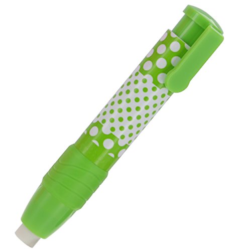 Emraw Dot.Ted Two Color Retractable Soft Stick Vinyl Eraser - Nonabrasive - Refillable & Retractable - Colors Included: Green, Blue, Pink & Purple (4-Pack)