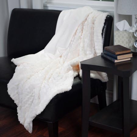 Somerset Home Plush Croc Embossed Faux Fur Mink Throw (Cream)