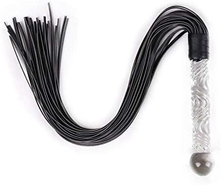 Whktoy Female equipment, whip, adult products, flirting whip, glass handle,black,One size