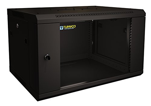 Server Rack Cabinet - 6U 19" - Tupavco TP1516 - Floor/Wall Mount Network IT Computer Electronics Media Equipment Storage Rackmount Enclosure with Glass Door and Sides Lock, Vent Fans; 17.7 inch deep