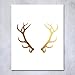 Antlers Gold Foil Decor Print Bohemian Boho Chic Metallic Poster Modern Wall Art 5 inches x 7 inches B13