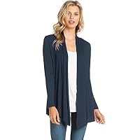 12 Ami Basic Long Sleeve Open Front Cardigan Navy Blue L