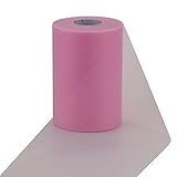 vLoveLife Baby Pink 6 Inch x 100 Yards Tulle Roll Spool Fabric Table Runner Chair Sash Bow Tutu Skirt Sewing Crafting Fabric Wedding Party Gift Ribbon