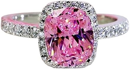 QIAOYING Ring 18k White Gold Gp Pink Austria Swarovski Crystal Lady Bridal Wedding Engagement
