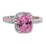 QIAOYING Ring 18k White Gold Gp Pink Austria Swarovski Crystal Lady Bridal Wedding Engagement