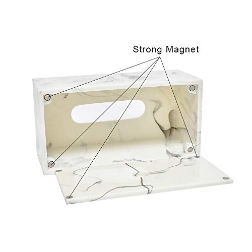 Jung Ford Retangular Tissue Box Cover, Facial Napkin Holder for Living Room Bathroom Office Marble-Imitated Made of Resin