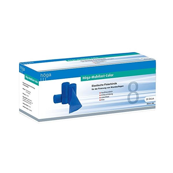 Höga Pharm Höga Mubilast Color 8 cm x 4 m blau, elastische Fixierbinde - hautfreundlich - sehr elastisch, 1er Pack (1 x…