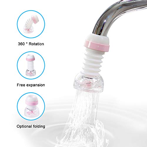 2 Pack Kitchen Water Filter Splash Shower Tap Water Spray Water Saver 360 Rotating Faucet Water Filter Telescopic Water-Saving Nozzle with Filter Faucet Fits Standard Faucets No-Cracking No-Leakage - Thumbnail 5