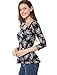 Allegra K Women's Scoop Neck Feather Pattern Puff Sleeves Peplum Top L Black