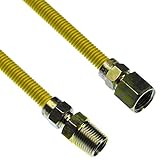 LASCO 10-1215 Flexible Coated Gas Appliance Supply Line, 72-Inch, 3/8-Inch OD Connector with 1/2-Inch MIP X 1/2-Inch FIP Fittings