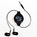 Tera Grand RETA-WV02B Retractable In-Ear Stereo Headphone, 4' - New & Improved 2017 Model