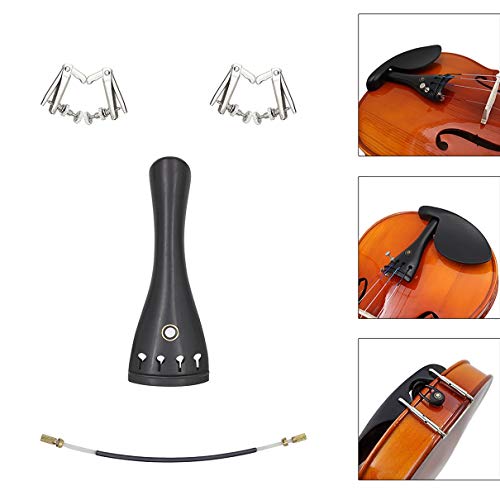 New 4/4-3/4 Black Big Adult Ebony Violin Tailpiece with Copper Fine-Tuning For Professional Violin Use Parts & Accessories - Thumbnail 5