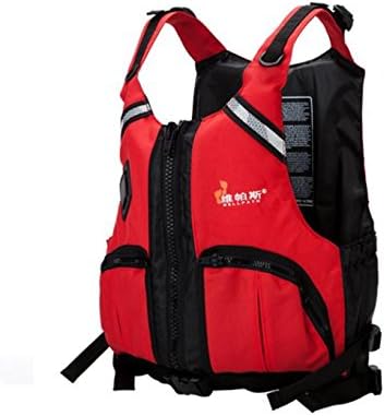 Adult snorkel vest life jacket buoyancy vest thickening sea fishing to save clothing survival suit , red , m